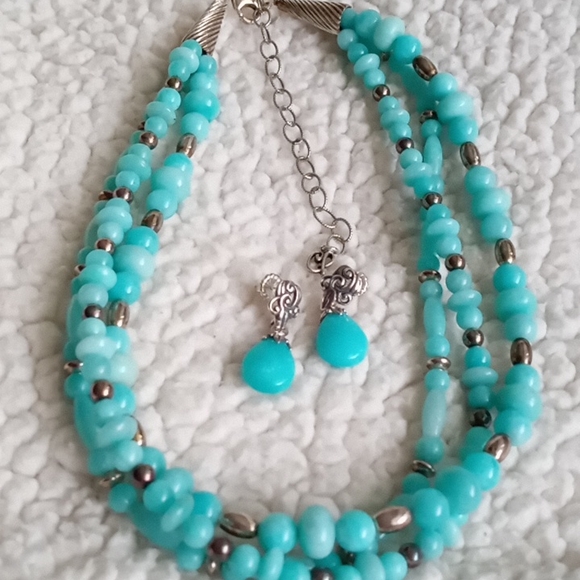 *Sold-Do not buy* CAROLYN POLLOCK AMAZONITE AND STERLING SILVER EARRING'S - Picture 5 of 5